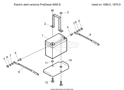 Part Location Diagram of 102945GS Briggs and Stratton Battery lead +ve 300mm